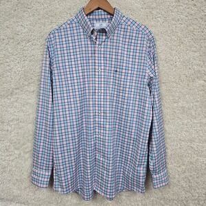Southern Tide‎ Shirt Mens L Intercoastal Button Down Long Sleeve Plaid Blue Pink